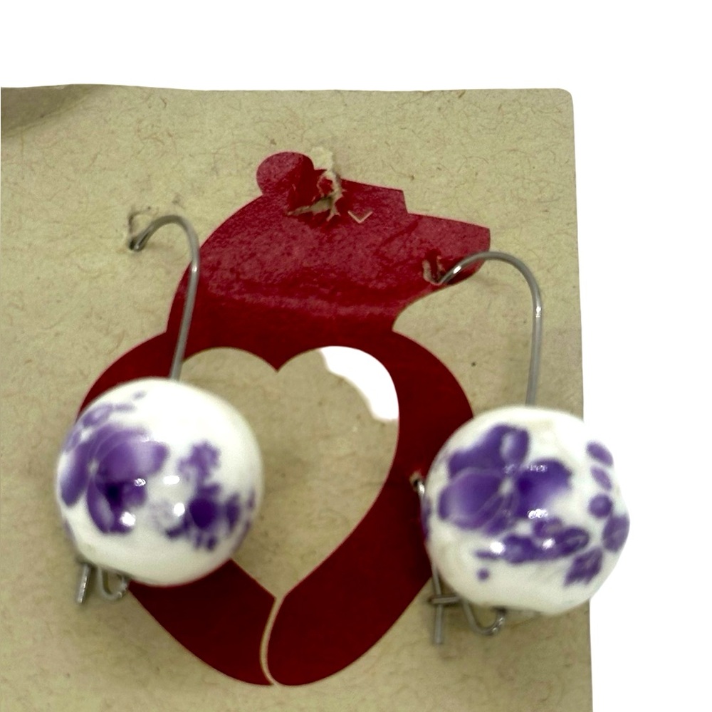 Handmade, one of a kind Chicago artist stainless hook with ceramic earrings NWT
